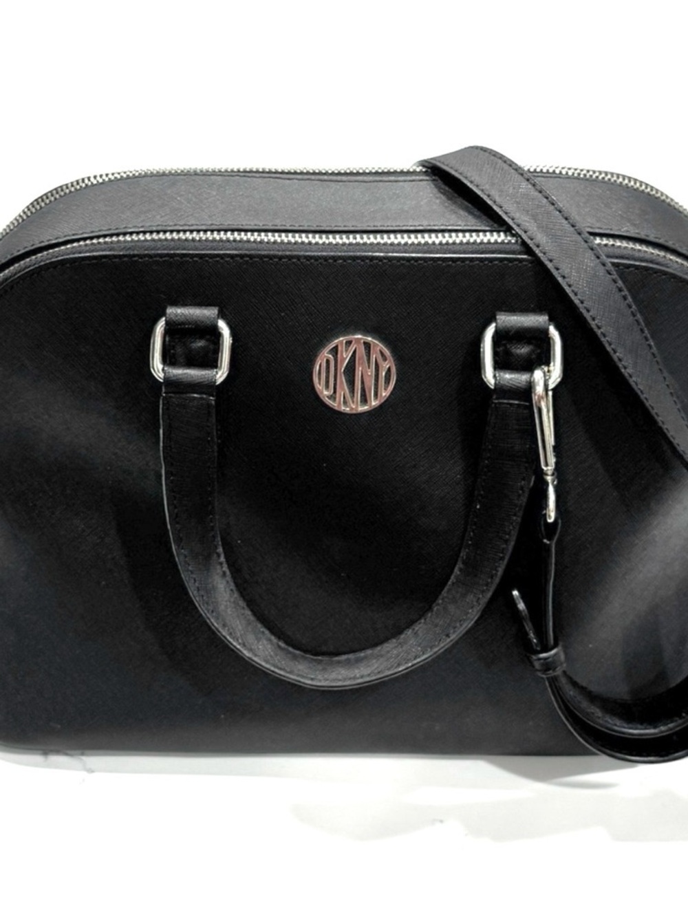 DKNY Black Satchel Crossbody with Silver Hardware‎ - Picture 4 of 9